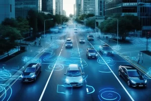 Carros de tecnologia de cidade inteligente 